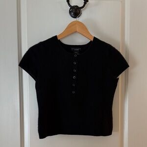 Cashmere Black Cropped Sweater Top